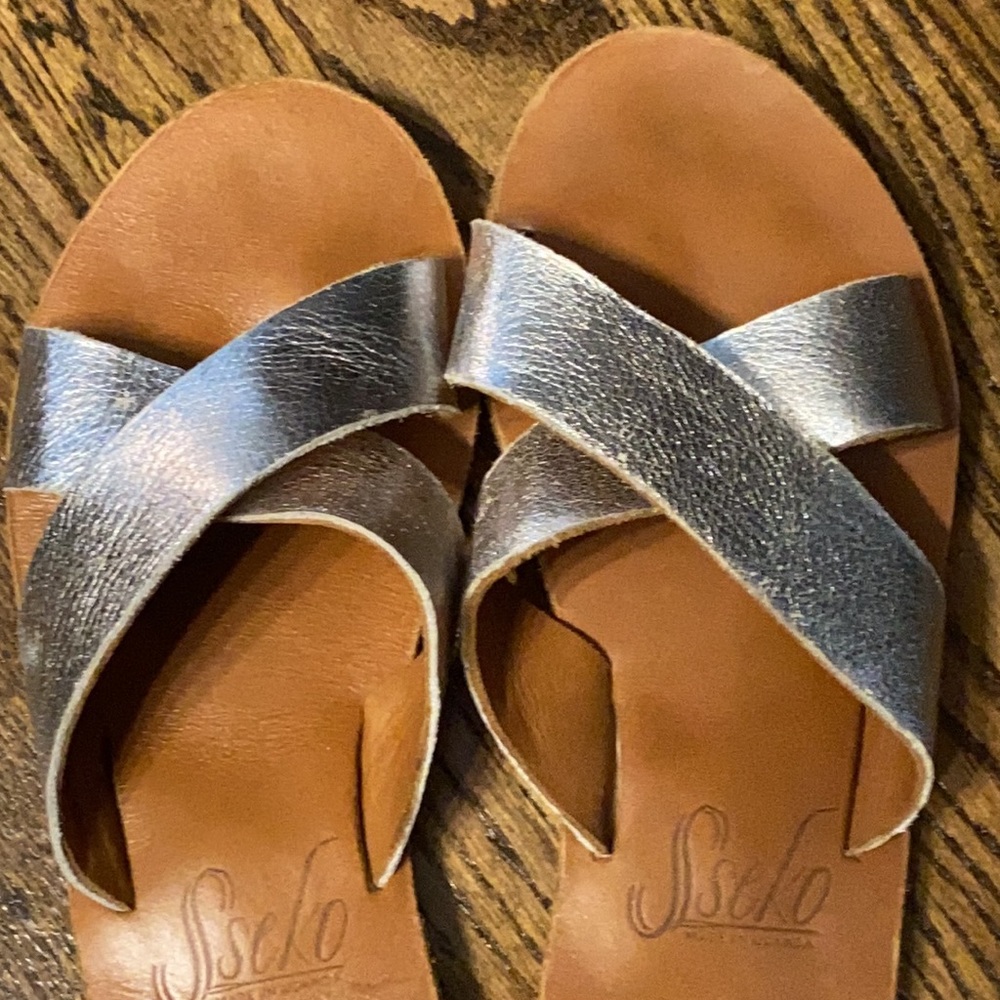 White gold Sseko sandals